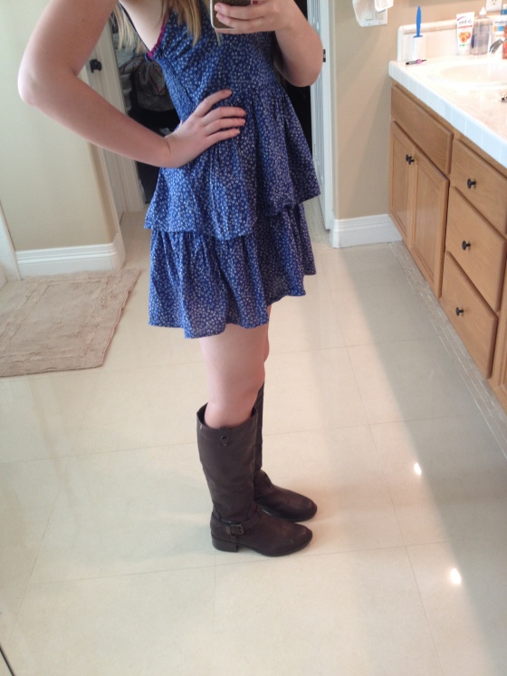 tiered dress and boots